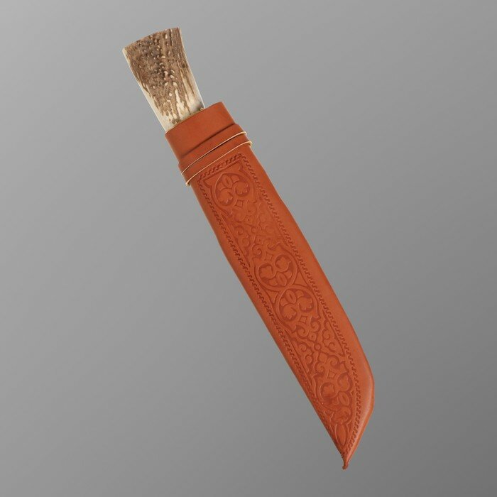 Нож Пчак Шархон - Большой-шеф, косуля, широкая рукоять, гарда олово гравировка. ШХ-15 (20-22 - фотография № 3