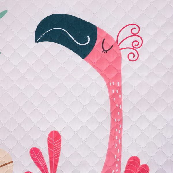 Покрывало детское и наволочка 1.5 сп "Flamingo time", 145х210 см, 40х60 см, микрофибра - фотография № 2