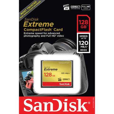 Карта памяти SanDisk CompactFlash 128Gb Extreme R/W 120/85 МБ/с