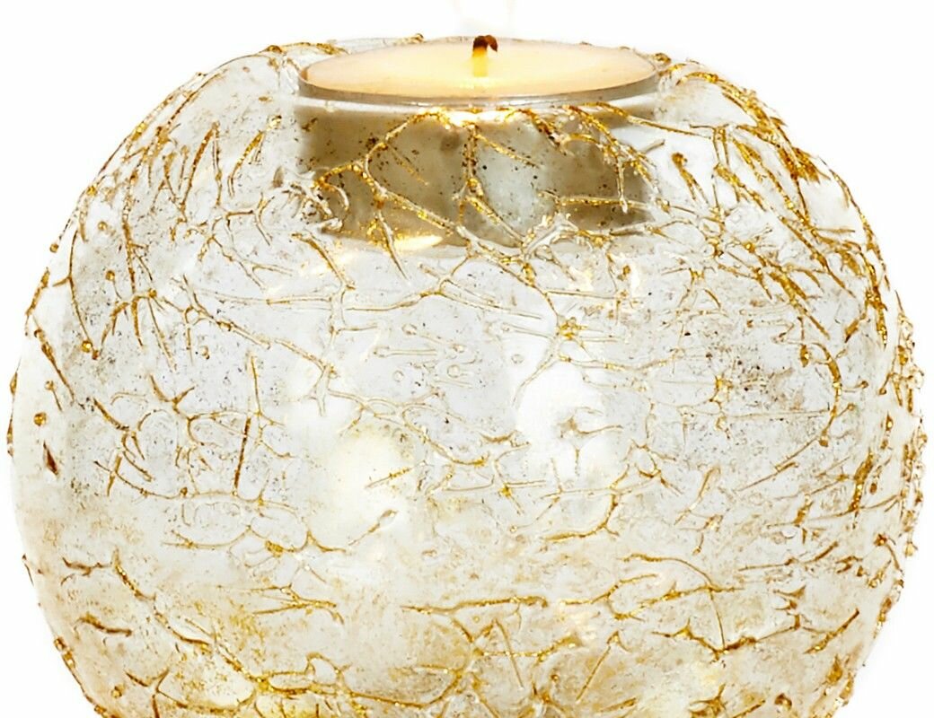Стеклянный подсвечник морозное дыхание под чайную свечу, 10 см, Goodwill - фотография № 2