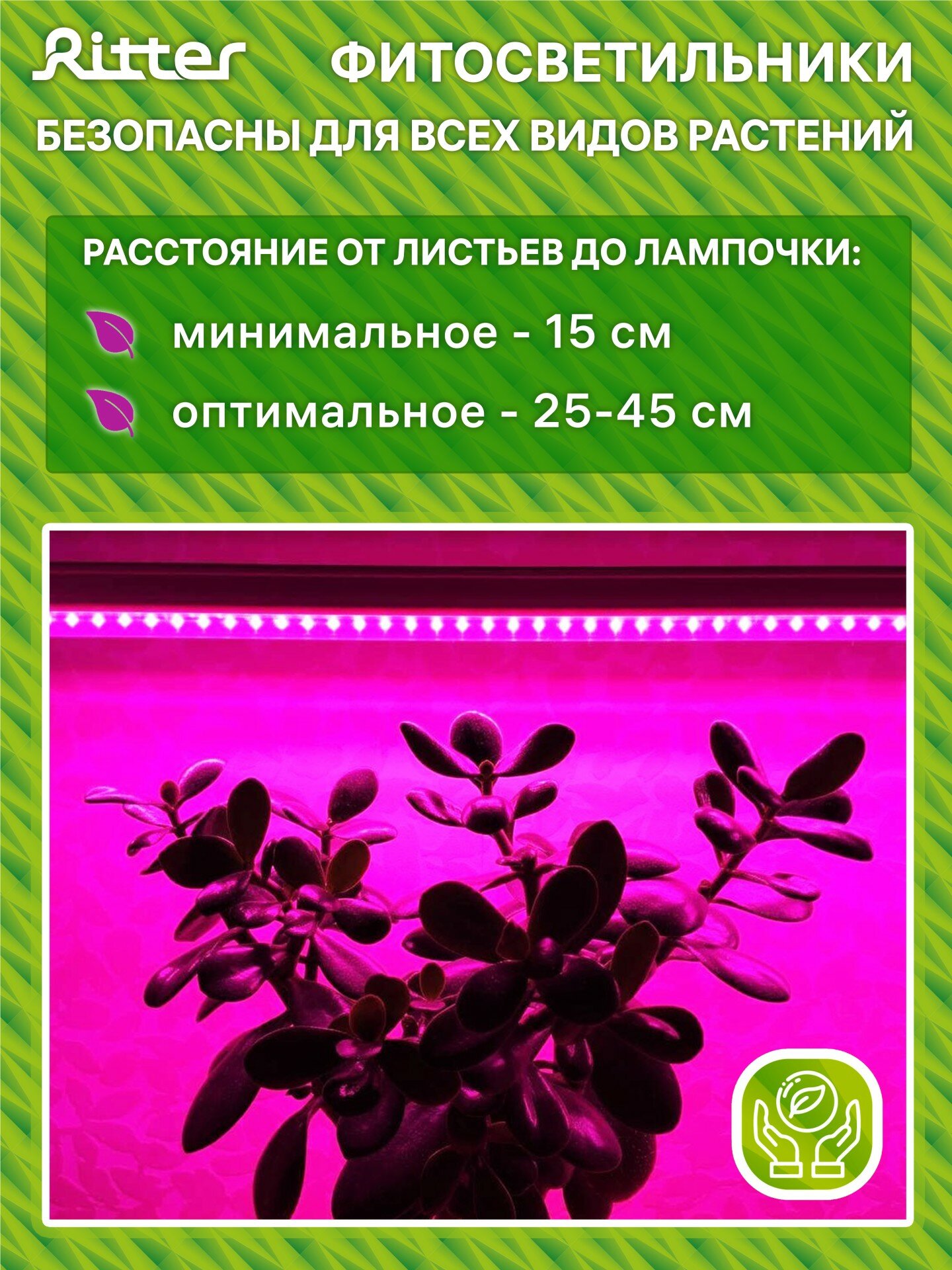 Светильник Ritter для роста растений Т5 10Вт провод с вилкой 2м с прищепкой 572мм 56304 4 - фотография № 1