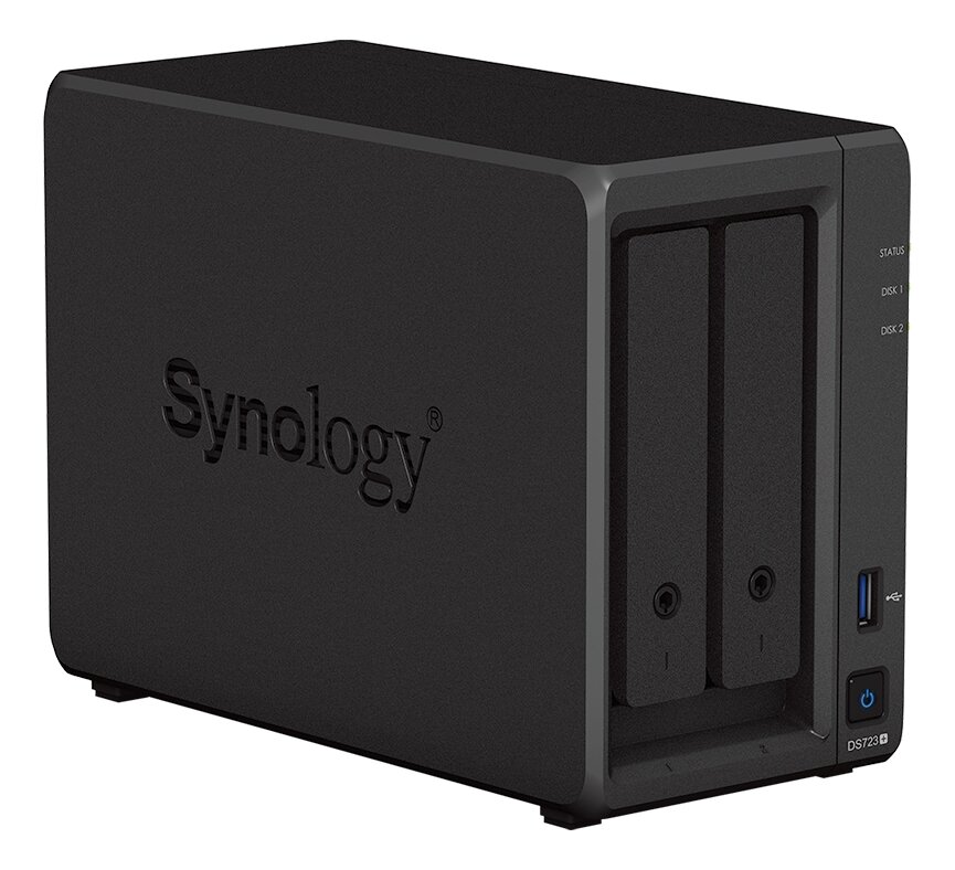 Сетевое хранилище Synology DS723+ настольный 4 25"35"M2 SATA III NVMe 38TB BasicRAID 0RAID 1Synology Hybrid RAID 2 GB DDR4 Кол-во сетевые интерфейсов 2 1 Gb/s