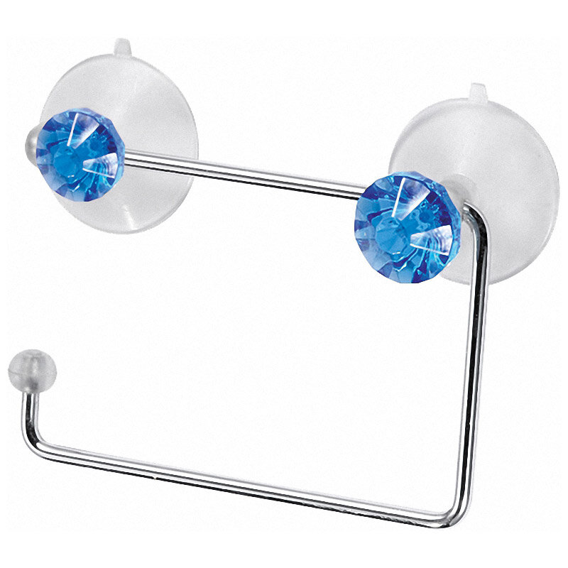 фото Держатель для туалетной бумаги W2022E "Бриллиант, синий" (крепление: 2 присоски)