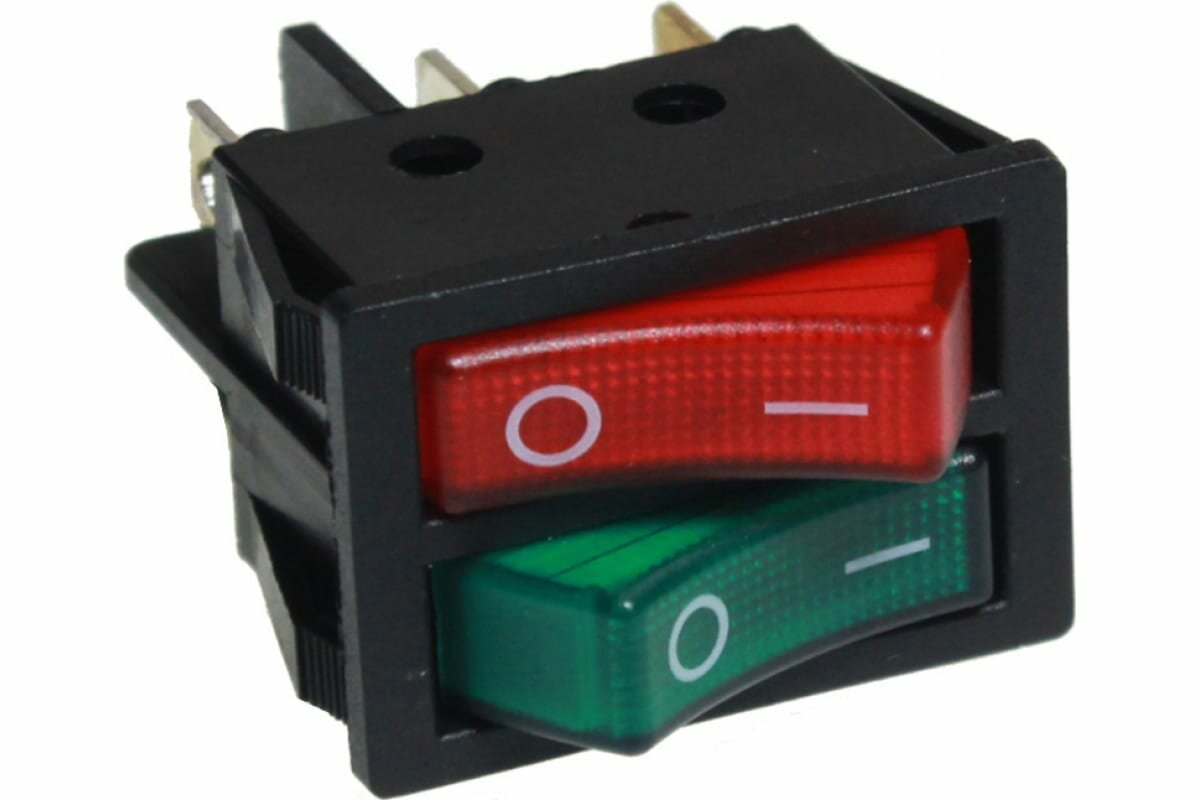 Выключатель-кнопка Nord Yada 250V 15A двойная красная/зеленая 6и конт. 905449