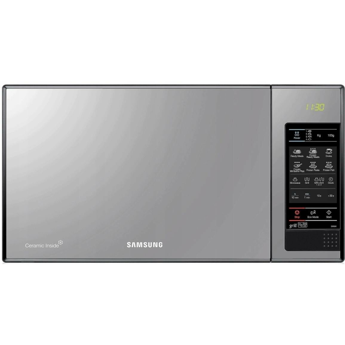 Микроволновая печь Samsung GE83X-P (23 л, 800 Вт, сенсор, гриль, дисплей, серебристый/черный) - фотография № 2