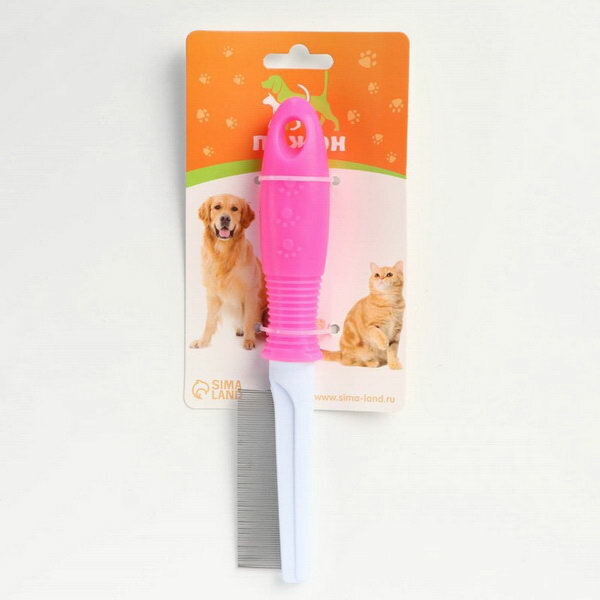 Расчёска "Комфорт" с частыми зубьями, нескользящая ручка, 21 x 3.5 см, розовая - фотография № 5