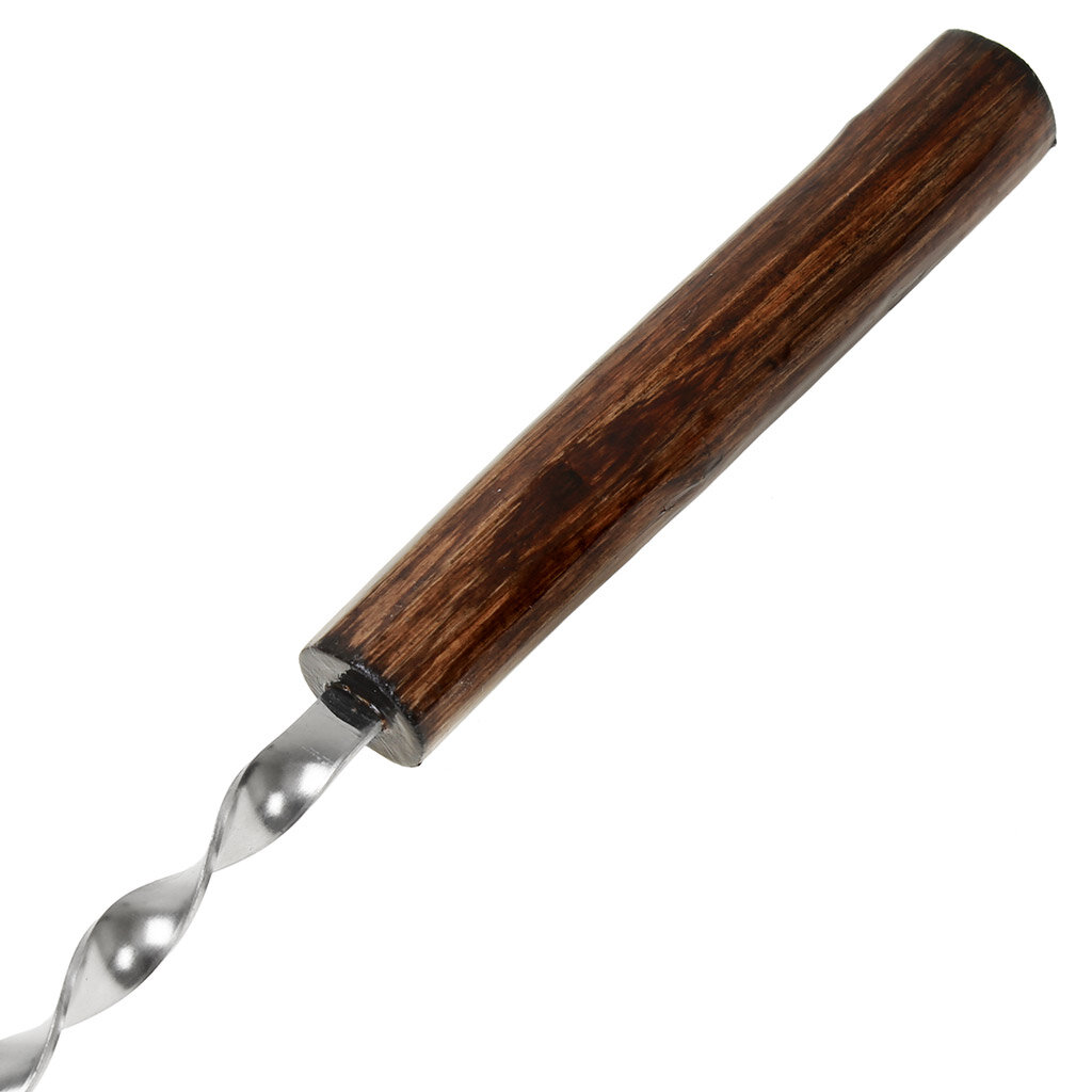 Шампур из нержавеющей стали уголком "Эко" 595х12х2мм с деревянной, лакированной ручкой (Россия) - фотография № 2