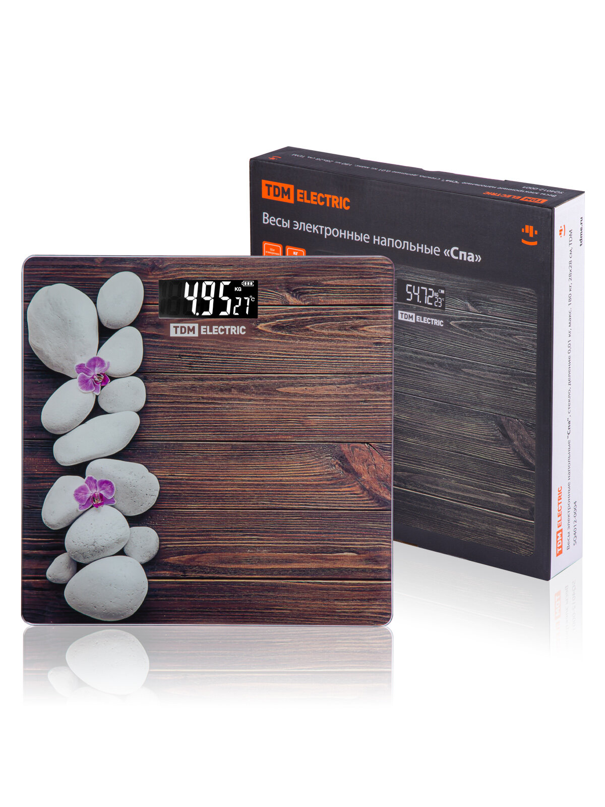 фото Весы напольные 180КГ электр 28Х28СМ LED диспл стекло 28Х28СМ СПА TDM