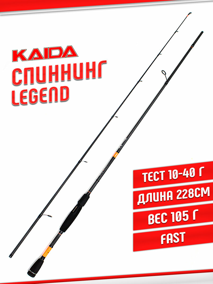 Спиннинг Kaida Legend 848 2.28м 10-40гр для рыбалки / подарок рыбаку