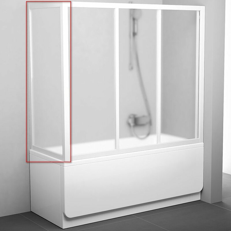 Боковая неподвижная стенка на борт ванны Ravak APSV-80 белый профиль матовое стекло 95040102ZG
