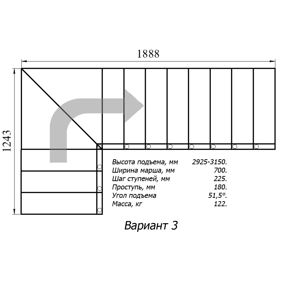 Модульная малогабаритная лестница Компакт 2925-3150 - фотография № 6