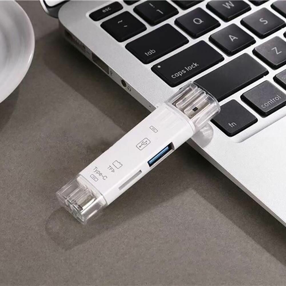 Картридер 5 в 1 высокоскоростной универсальный OTG белый /Usb TypeC/Usb/mUsb/Tf/SD — фото 3