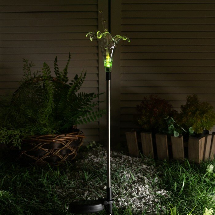 Садовый светильник Uniel на солнечной батарее Lily, 9 × 80 × 9 см, свечение мульти (RGB) - фотография № 3