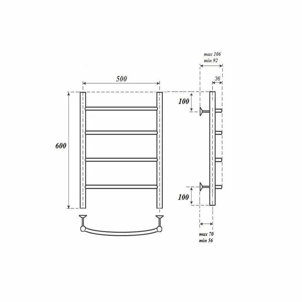 Полотенцесушитель водяной Point Афина PN04156BR П4 500x600, бронза - фотография № 2