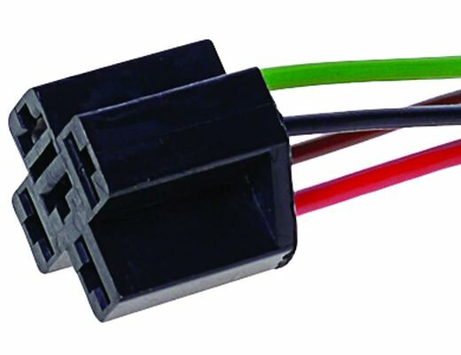 Колодка (разъем) подключения 4-х контактного реле с проводами (зеленый, коричневый, черный, красный)