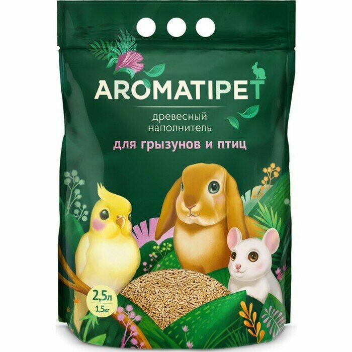 Наполнитель для туалета, AromatiPet, древесный, для грызунов и птиц, 1,5кг, 1 шт.