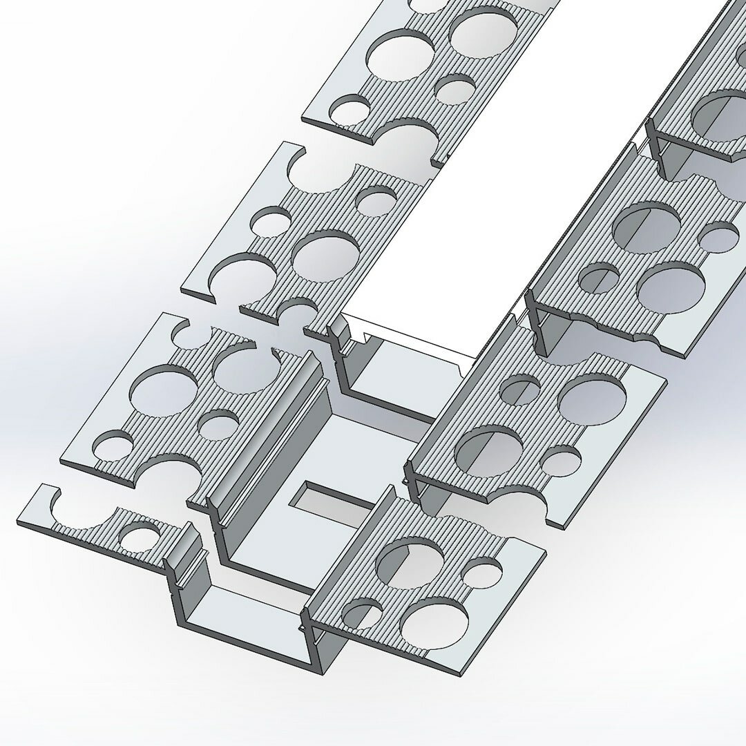 Алюминиевый профиль 3D встраиваемый в гипсокартон 629 (1500x59,5/19,5x12 мм с рассеивателем)