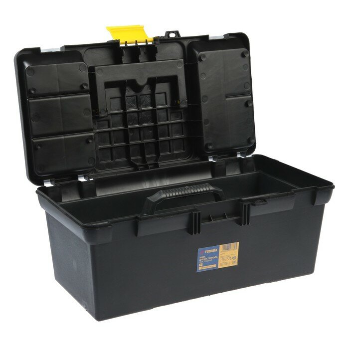 Ящик для инструмента тундра, 16", 390 х 200 х 170 мм, пластиковый, лоток, два органайзера - фотография № 3