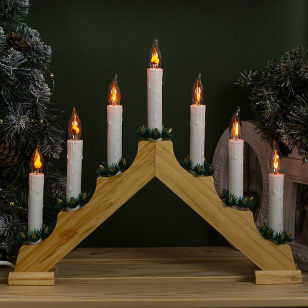 Светодиодная фигура «Рождественская горка» 39.5 × 33 × 5 см дерево 220 В эффект пламени