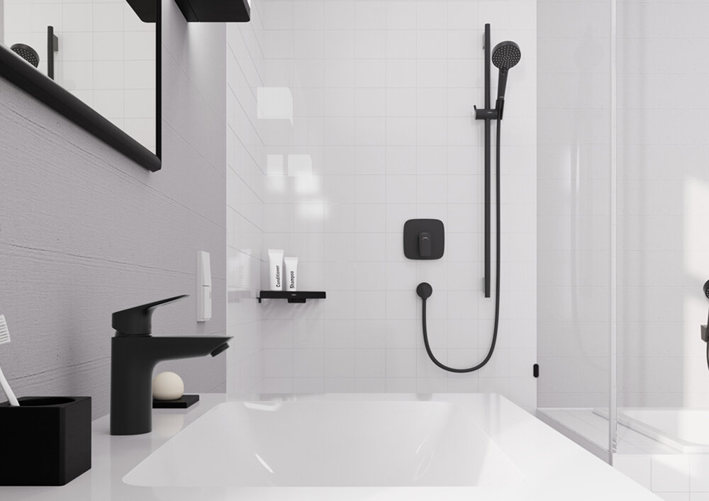 Смеситель для раковины Hansgrohe Logis 100 Push-Open. черный матовый - фото №2