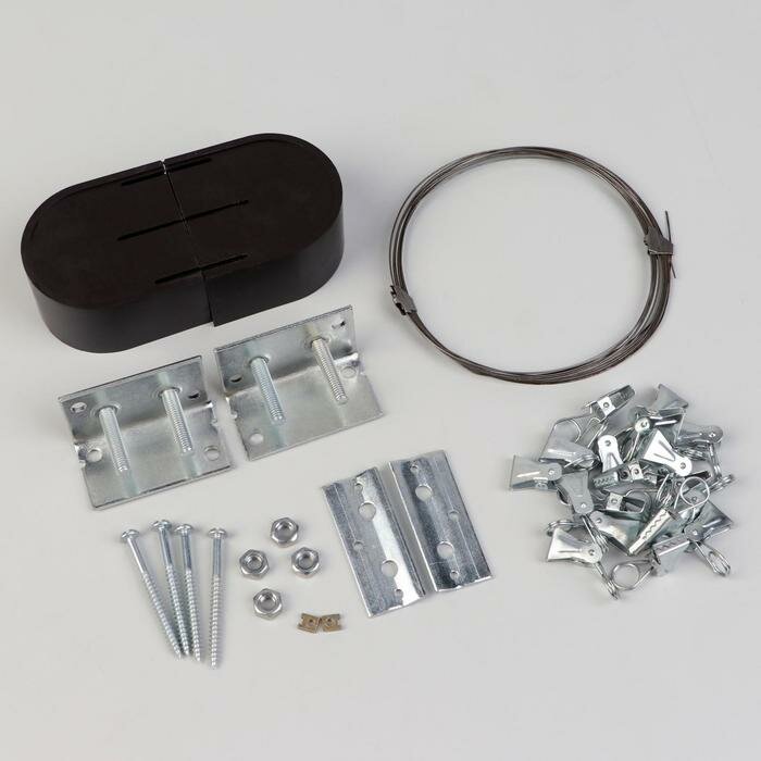 фото Карниз-струна 3,5 м, с металлическими зажимами, 20 шт, цвет коричневый