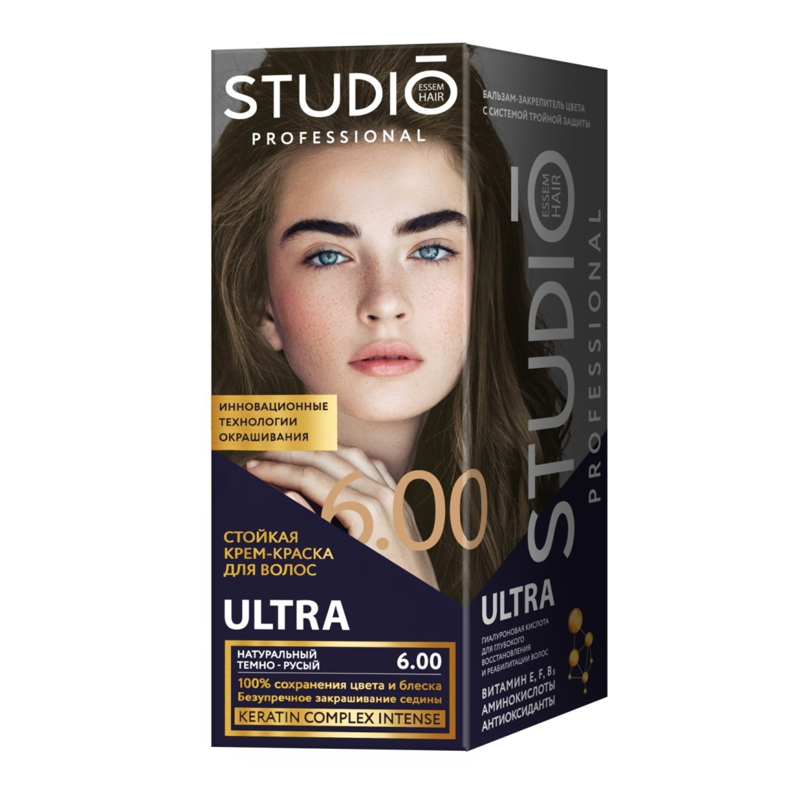 Студио / Studio Ultra - Крем-краска для волос тон 6.00 Натуральный темно-русый 115 мл