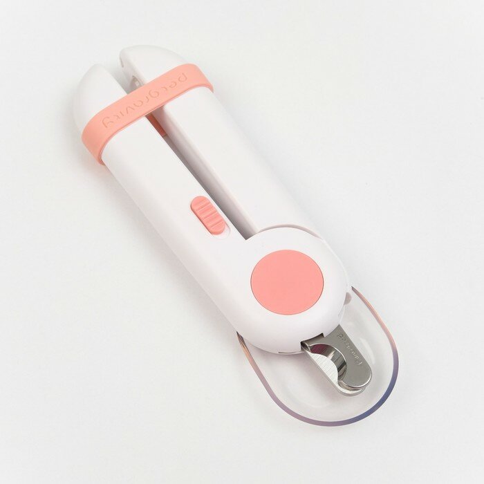 Когтерез для животных с LED фонарём и пилкой для ногтей, розовый - фотография № 3