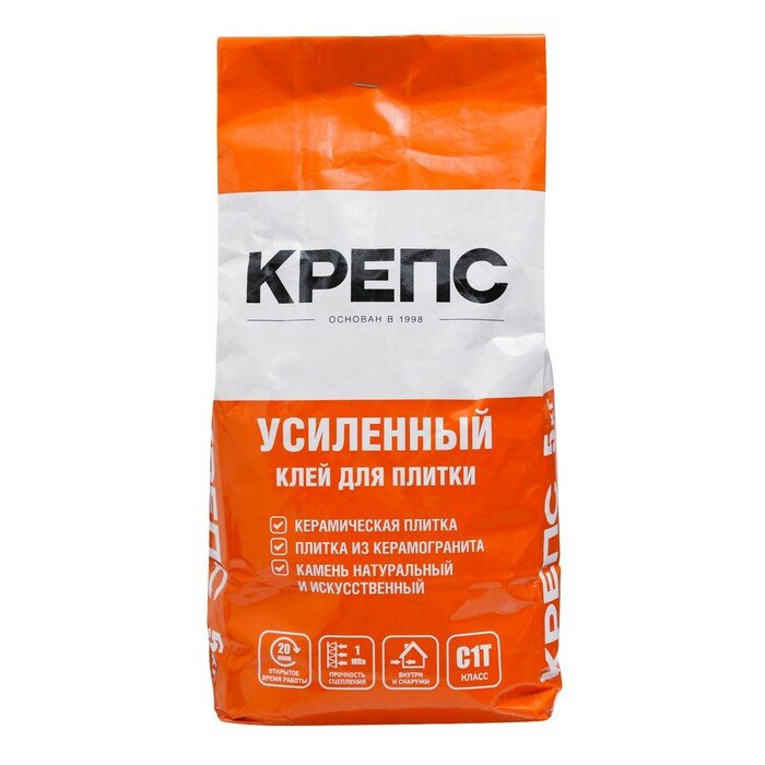 фото Клей для плитки Крепс Усиленный (С1Т), 5кг