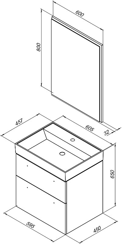 Комплект мебели для ванной Aquanet Nova 60 246281 подвесной Дуб рошелье - фотография № 16