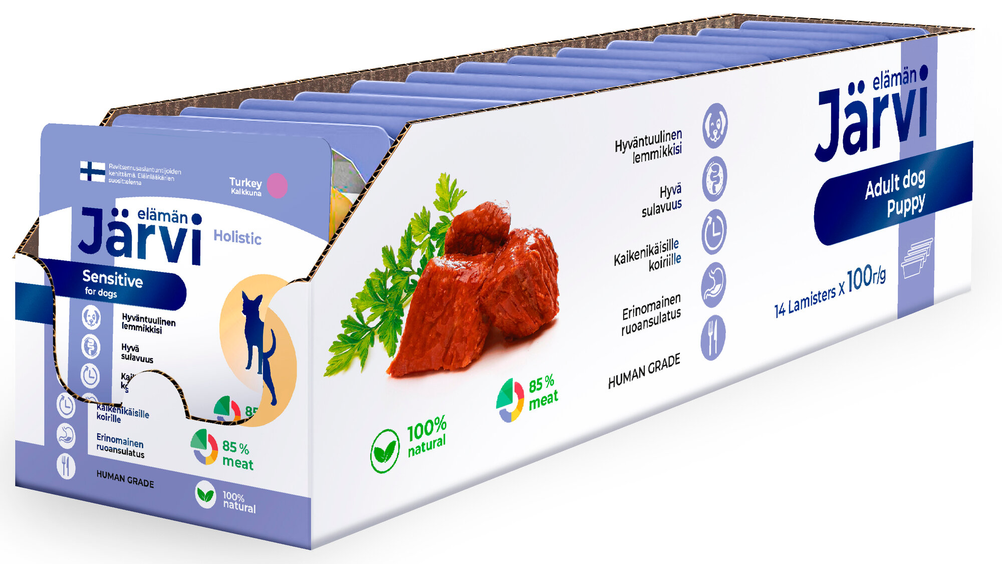 Jarvi мясной паштет с индейкой для собак всех пород с чувствительным пищеварением 100 г. упаковка 14 шт