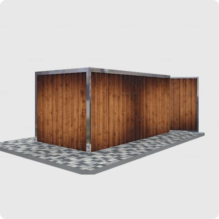 Хозблок металлический SKOGGY 4м, с плоской крышей, торцевой дверью и полом - фотография № 7