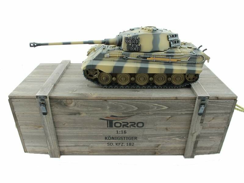 Радиоуправляемый танк Torro King Tiger 1/16 ВВ-пушка дым деревянная коробка V3.0 2.4G RTR TR11709-CA-3.0