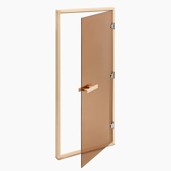Дверь для бани и сауны "Бронза", размер коробки 170х70 см, липа, 8 мм - фотография № 3