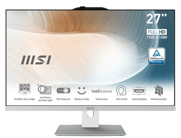 Моноблок 27 MSI Modern AM272P 12M-238XRU 1920 x 1080 Intel Core i5-1240P 16Gb SSD 512 Gb Intel Iris Xe Graphics DOS белый 9S6-AF8212-238 9S6-AF8212-23