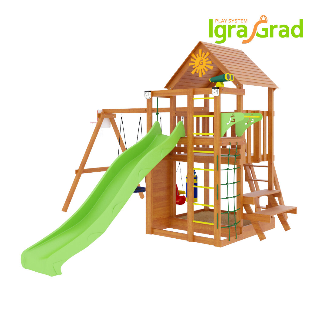 Детская деревянная площадка IgraGrad Крафт Pro 3 (спортивно-игровая площадка для дачи и улицы)
