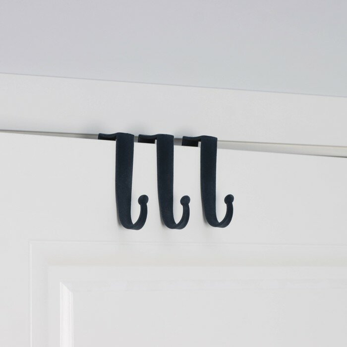Крючки на дверь Доляна, 3 шт, цвет чёрный - фотография № 2
