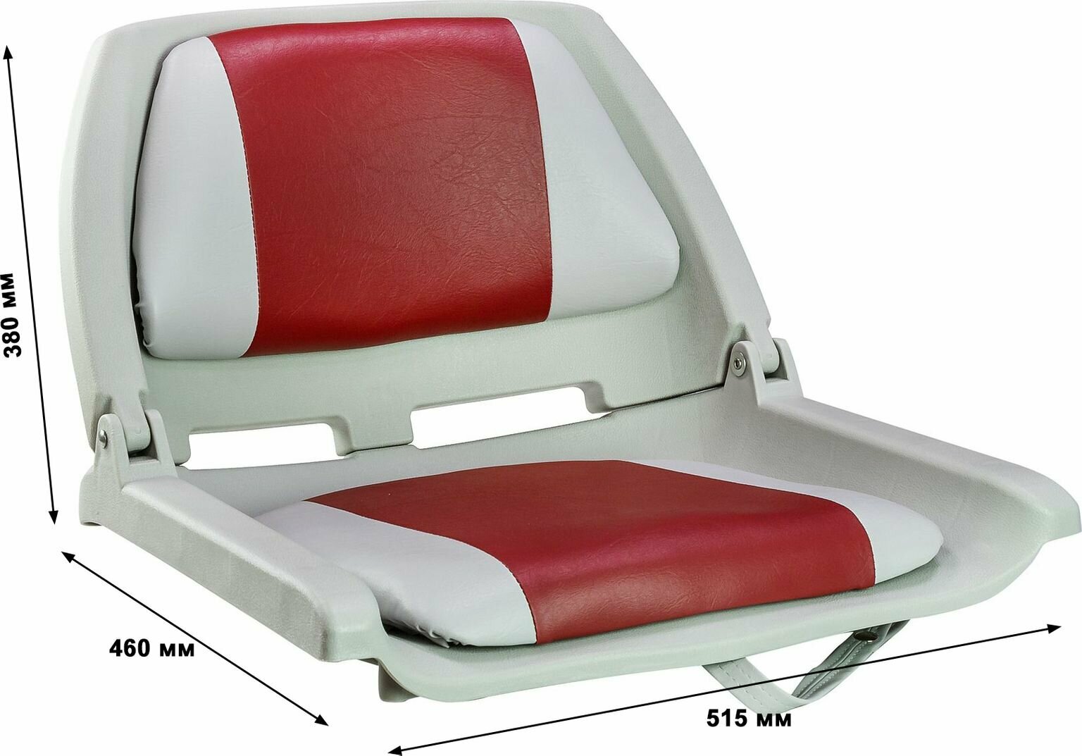 Кресло мягкое складное, обивка винил, цвет серый/красный, Marine Rocket 75109GR-MR - фотография № 3