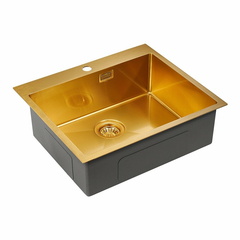 Кухонная мойка 59 см Paulmark Isar Metallum BG брашированное золото - фотография № 2