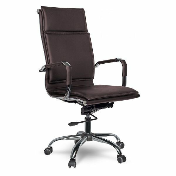 Офисное кресло College CLG-617 LXH-A для руководителя, макс. нагрузка 120 кг, высокая с изгибом спинка, металлический каркас коричневый