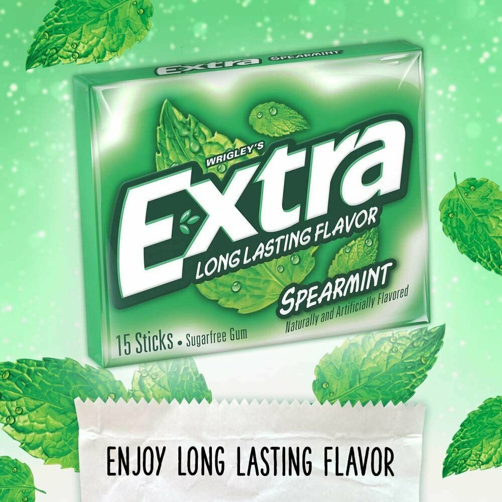 Wrigley's Extra spearmint жевачки без сахара 15 пластинок