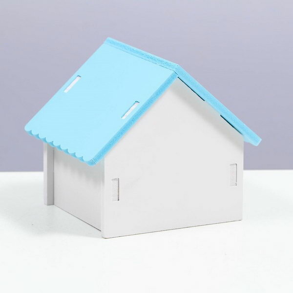 Домик для грызунов с треугольной крышей, 10 x 9 x 10.5 см, синий - фотография № 3