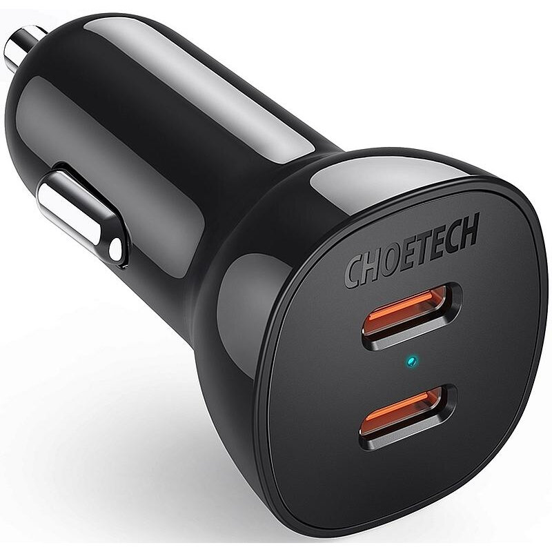 Зарядное устройство в авто Choetech 40 Вт Dual USB C (TC0008-V2-BK)