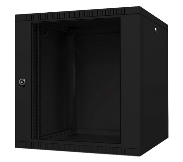Телекоммуникационный серверный шкаф 19 дюймов настенный 12u 600х350 черный дверь стекло Alvm-b12350b