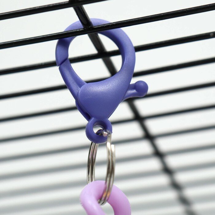 Игрушка для птиц "Витые кольца" с металлическим колокольчиком, 16 см, микс цветов - фотография № 4