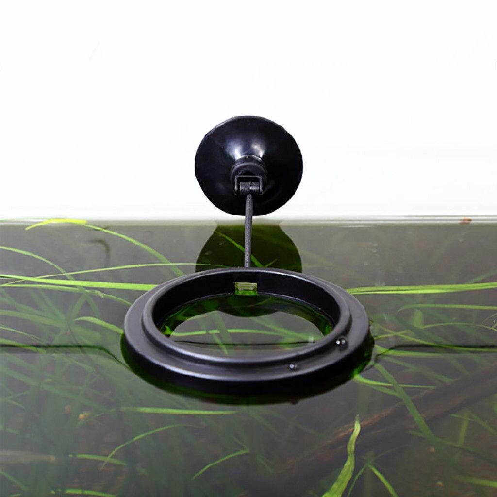 Черная кормушка для аквариумных рыбок круглая 7.5*7.5 см.