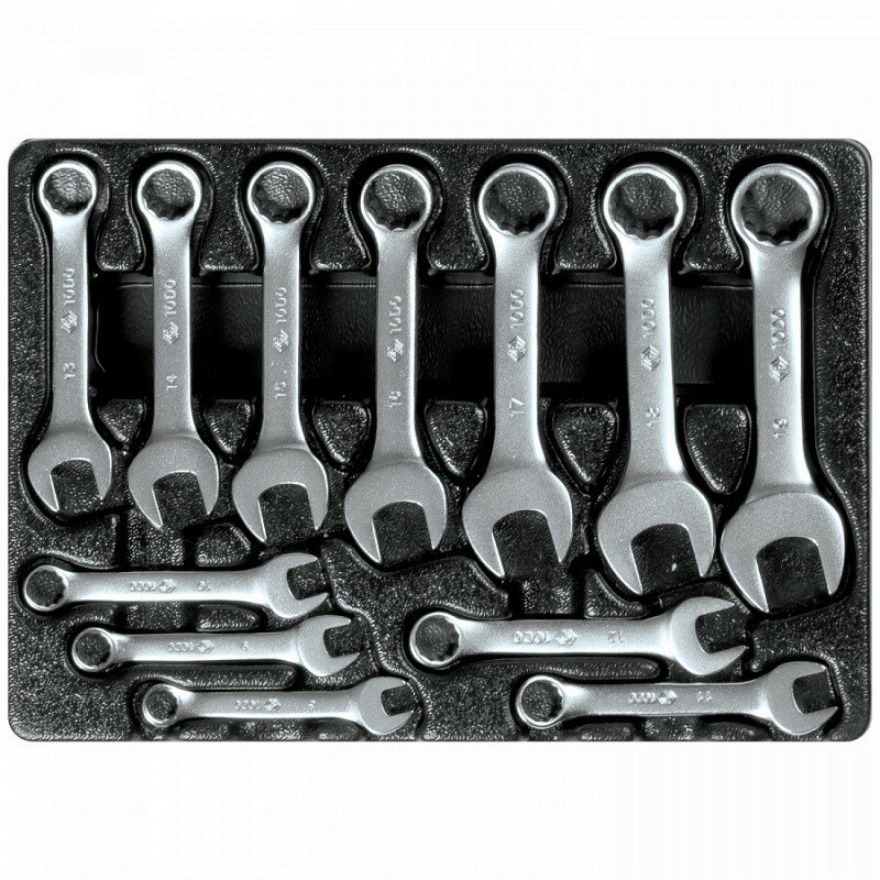 Набор комбинированных укороченных ключей, 8-19 мм, ложемент, 12 предметов KING TONY 9-1282MR 9-1282MR