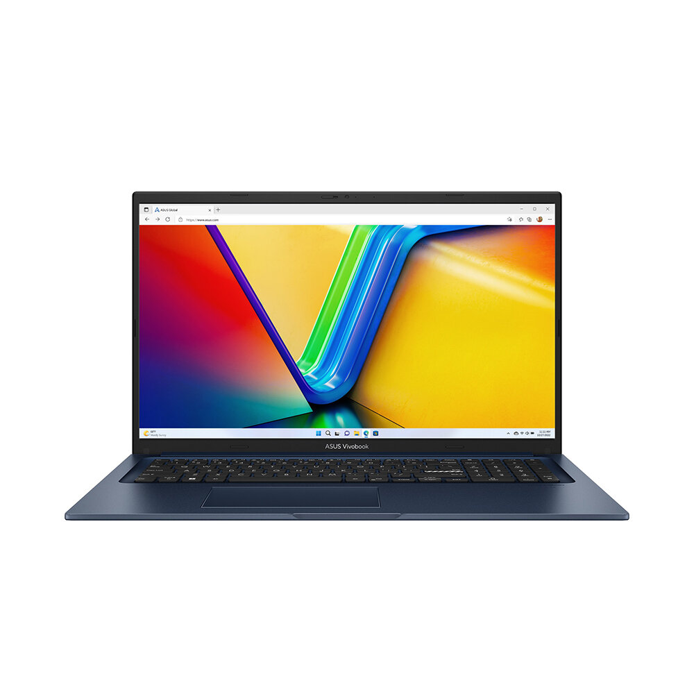 Ноутбук ASUS VivoBook 17 X1704ZA-AU333 17.3" FullHD (1920x1080) IPS/Intel Core i3-1215U 1.2 ГГц 6 ядер/8 ГБ DDR4 3200 МГц/512 ГБ SSD/Intel Iris Xe Graphics/Без операционной системы синий (90NB10F2-M00DH0)