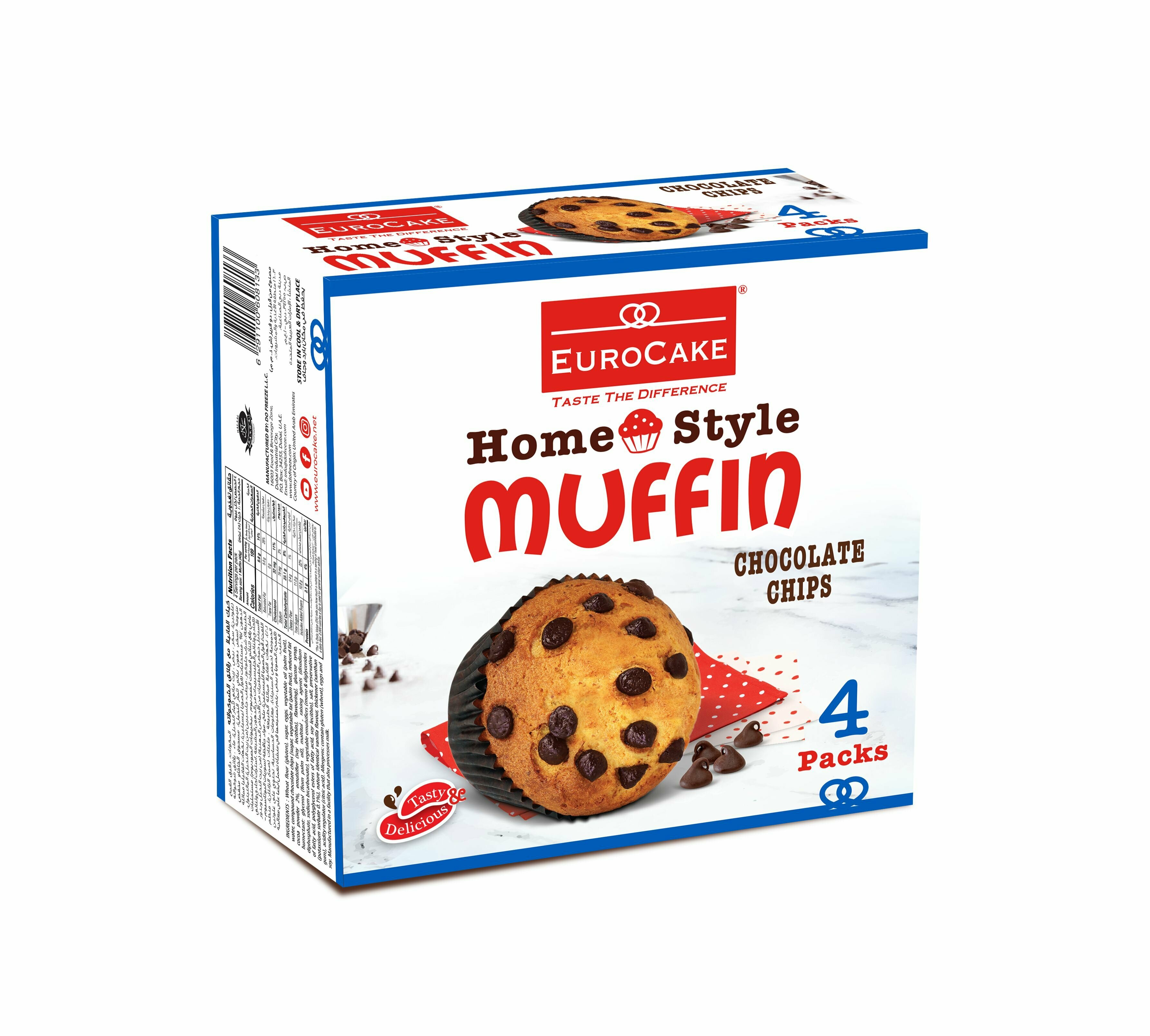 Кекс EuroCake "Muffin Chocolate Chip" с кусочками шоколада нетто 180г (4х45г) - фотография № 1