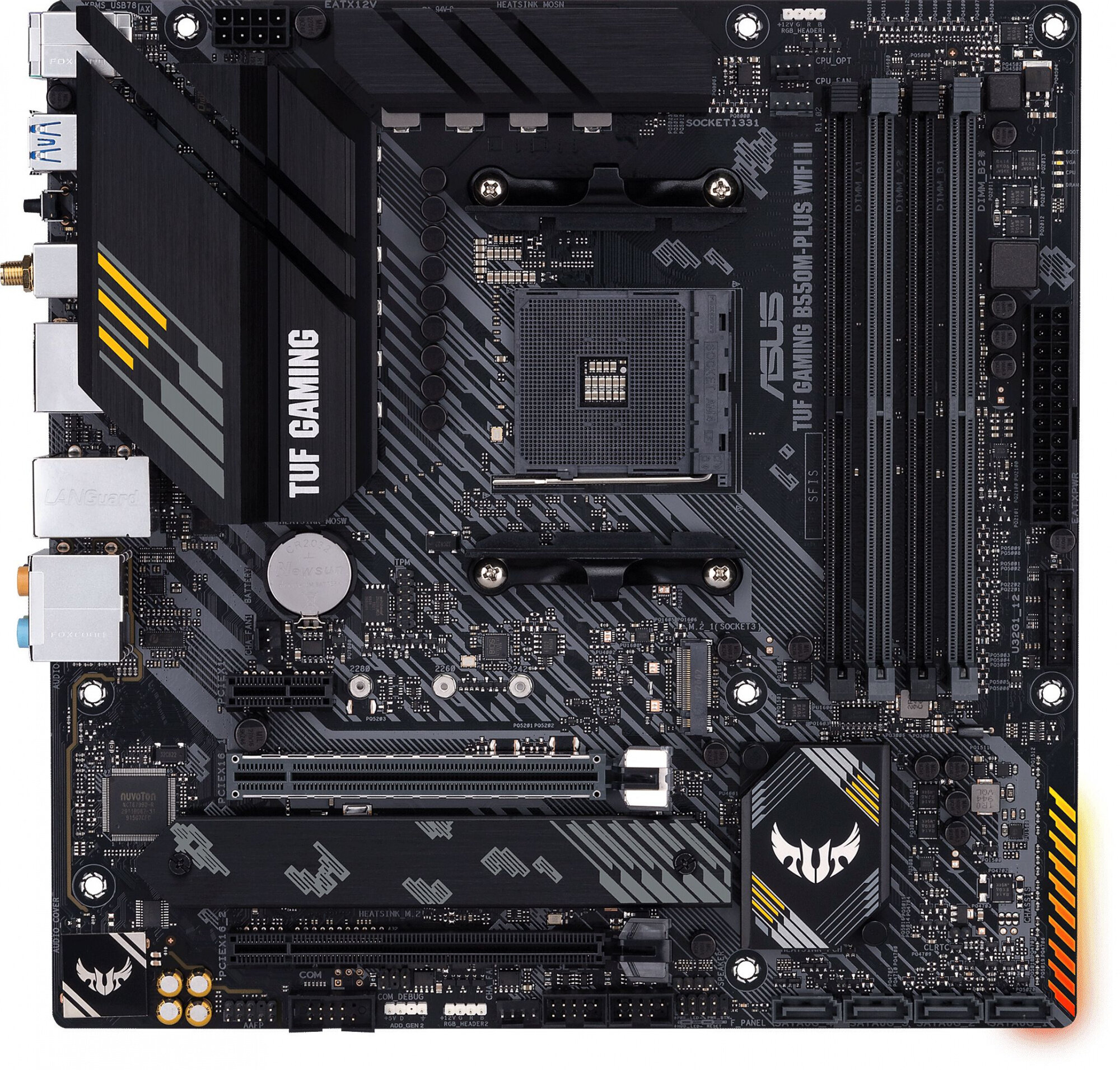 ASUS Материнская плата Asus TUF GAMING B550M-PLUS WIFI II Soc-AM4 AMD B550 4xDDR4 mATX AC`97 8ch(7.1) 2.5Gg RAID+HDMI+DP TUF GAMING B550M-PLUS WIFI II