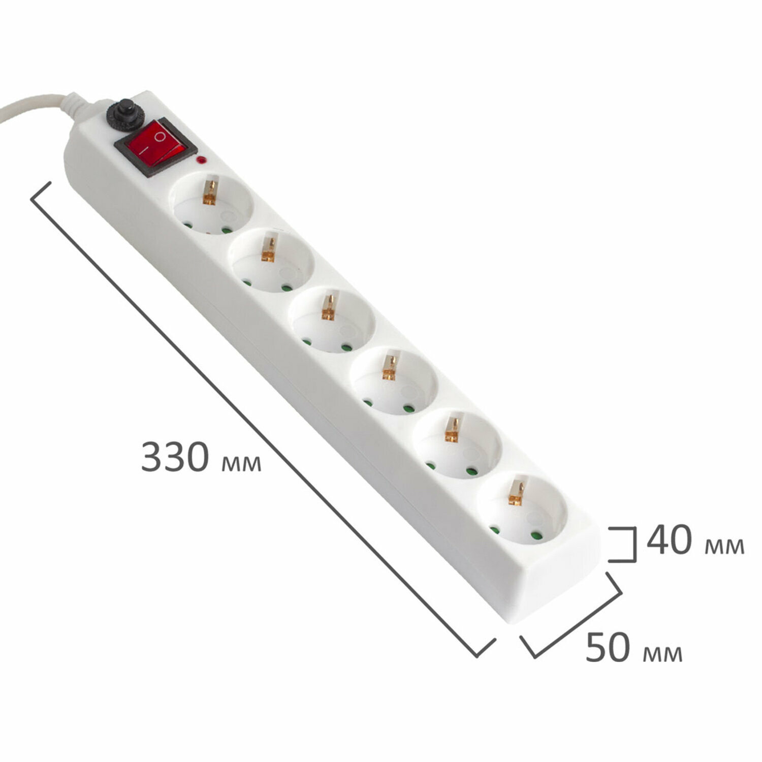 Сетевой фильтр SONNEN U-365, 6 розеток, с заземлением, выключатель, 10 А, 5 м, белый, 511427 - фотография № 11
